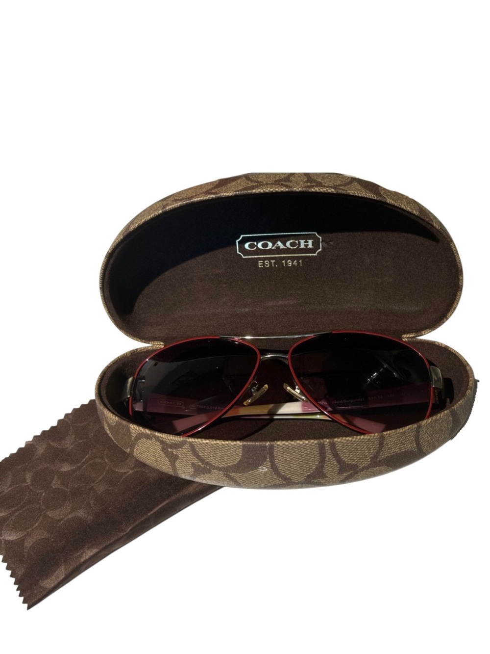 Coach Red Aviator Sunglasses with Dark Lenses